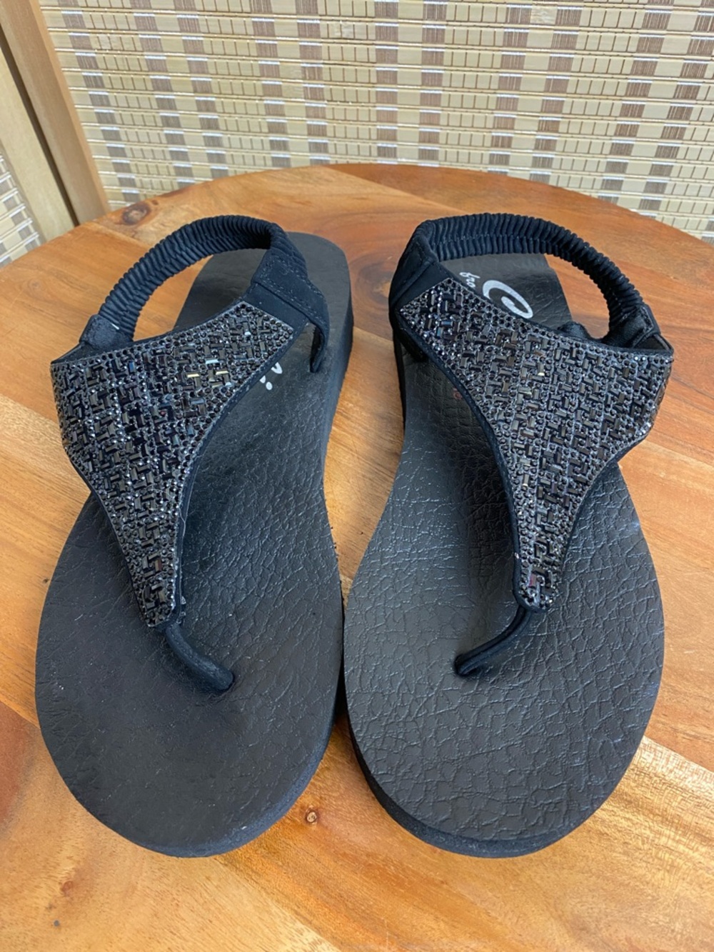 Skechers Cali Black Meditation Rockstar Women's 7 Sandals